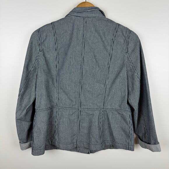 Talbots Women Railroad Stripe Utility Jacket Sz 8P Neutral Layers Casual Classic - Picture 10 of 14